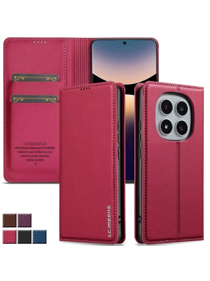 Magnetische Leder-Geldbörse Telefonhülle für Xiaomi Redmi Note 14 Pro Plus 13 12 11 12S 11S Flip Etui mit Kartensteckplätzen in Blau - Bild 4
