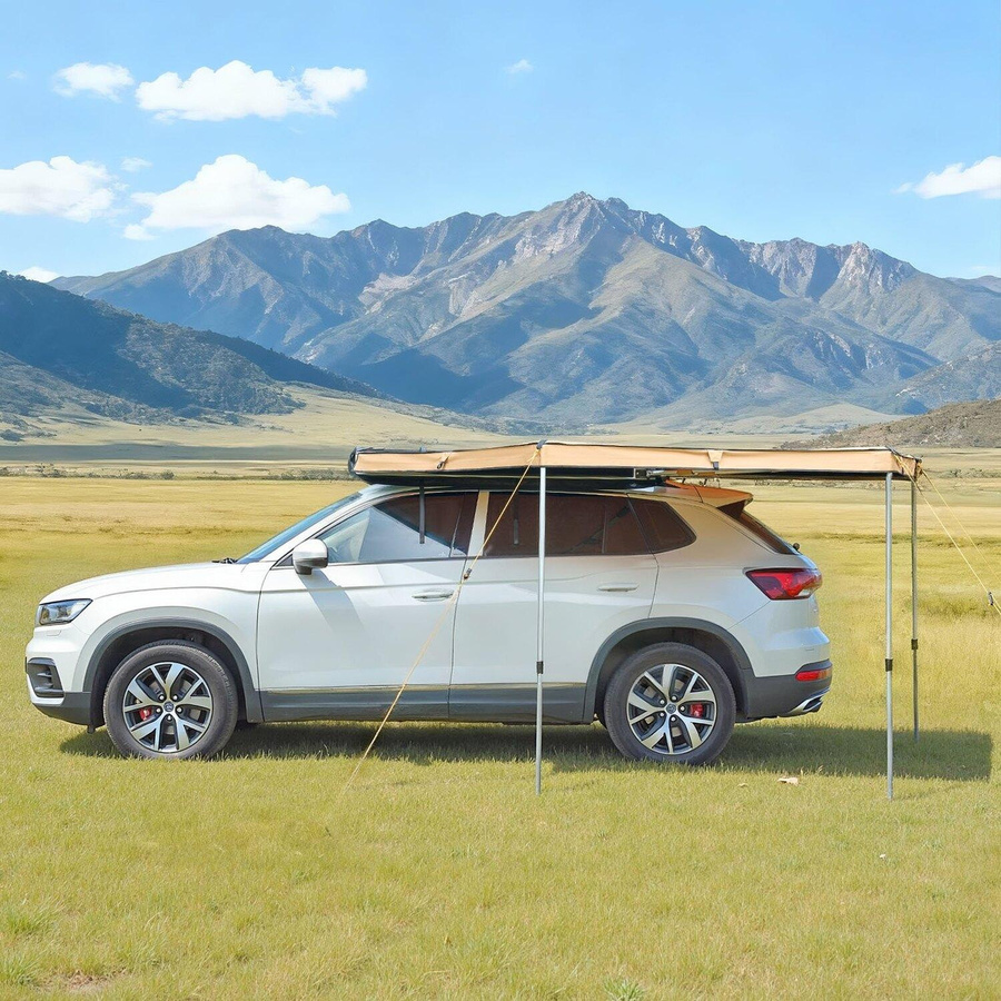 Buying Solutions MB 270-Grad-Fahrzeugmarkise für die Fahrerseite, beige, UV50+ wasserdicht mit Tragetasche und Aluminiumrahmen - Bild 4