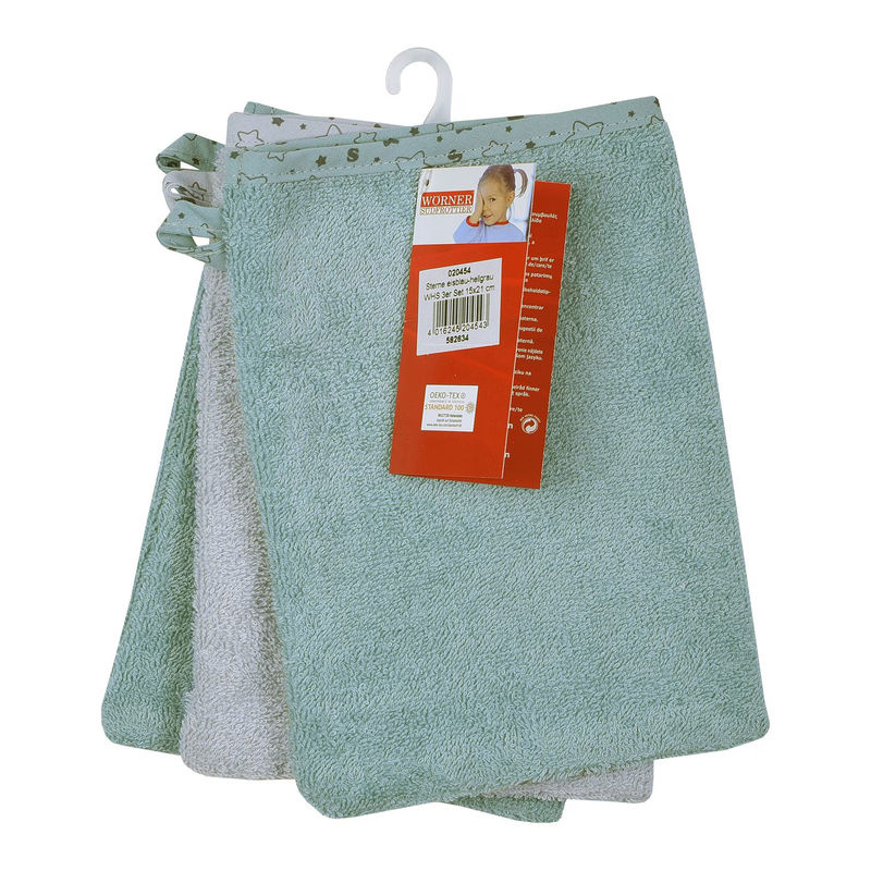 Wörner Waschlappen 3er-Pack, blau, Baumwolle, 15x21 cm - Bild 2