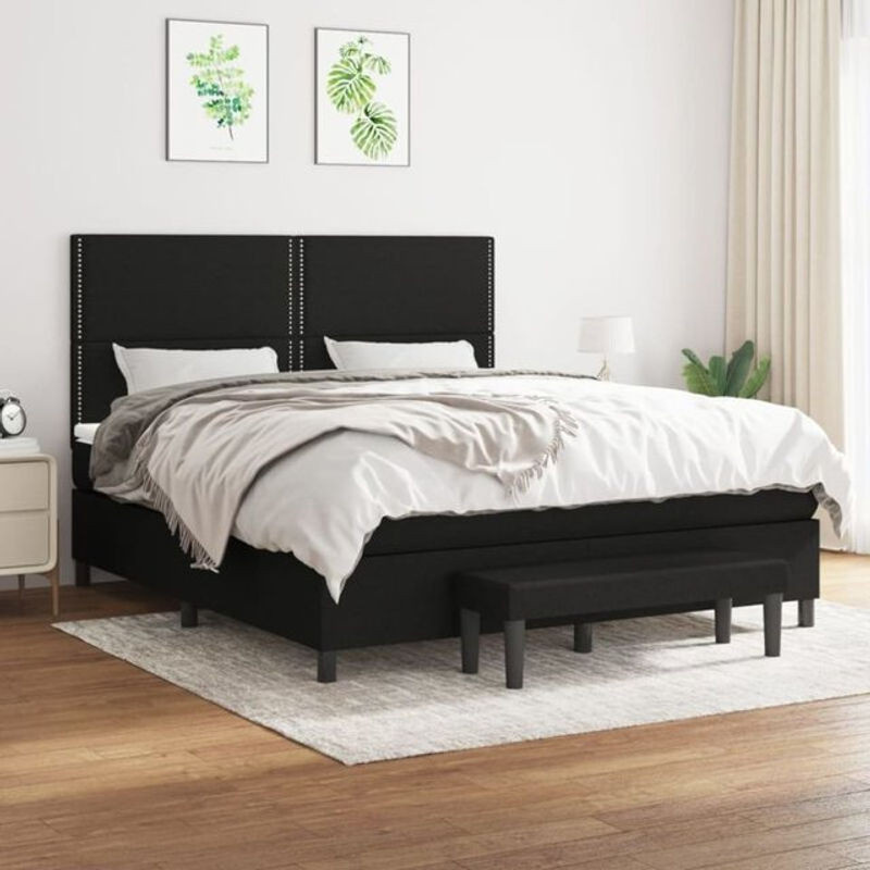 Vidaxl Boxspringbett mit Matratze in Schwarz aus Stoff mit Polsterung, B/T/H: 200 x 160 x 118 cm - Bild 1