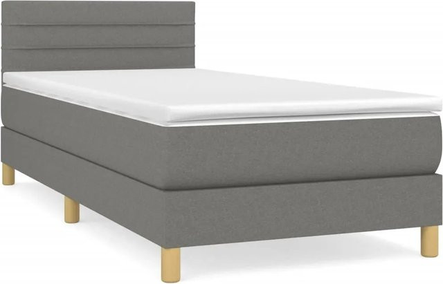 vidaXL Boxspringbett Hybrid mit Matratze und Kopfteil Dunkelgrau B/T: 100 x 200 cm - Bild 1