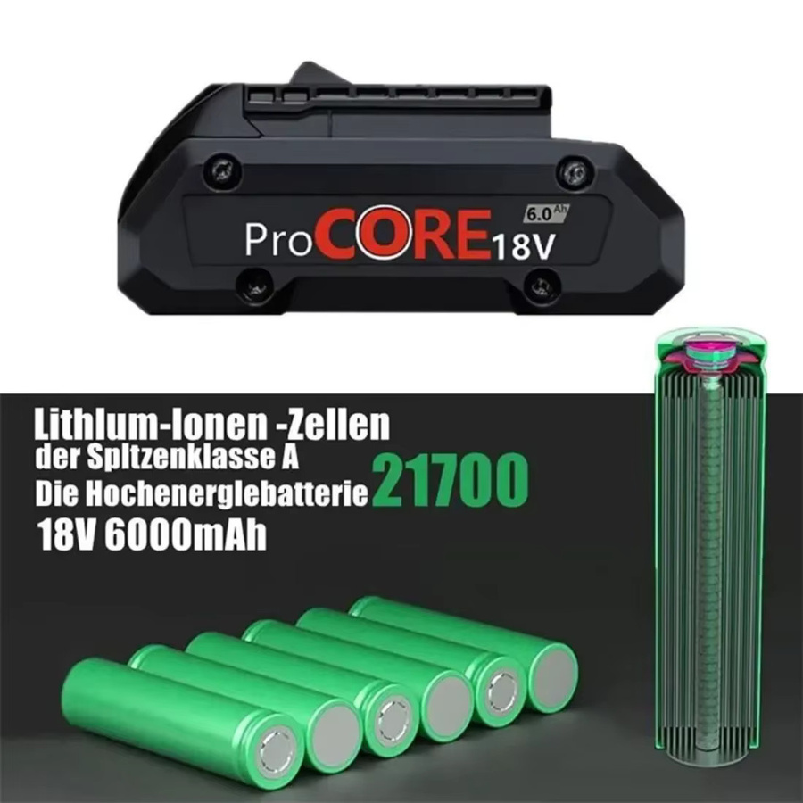 Bosch ProCORE 18V Li-Ionen-Akku 6,0Ah Schwarz Ersatz für BAT609 BAT618 mit BMS - Bild 3