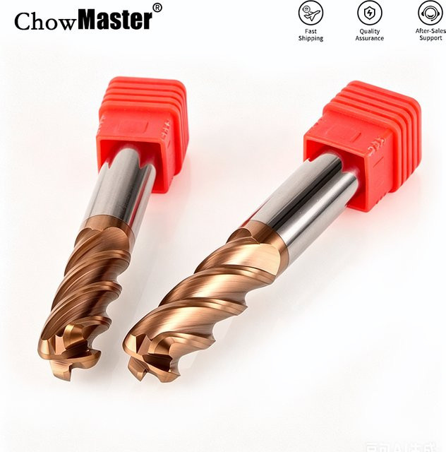 ChowMaster HRC55 4-Schneidiger Eckradius-Hartmetall-Schaftfräser mit R-Kugelkopf aus beschichtetem Wolframstahl für Stahl und Metall - Bild 1