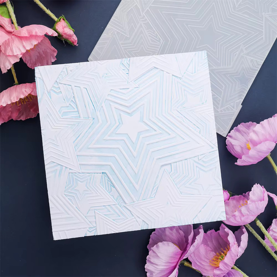 3D Prägung mit Sternen und Glitzer-Diamanten für Scrapbooking, DIY-Bastelbedarf und Grußkartengestaltung - Bild 1