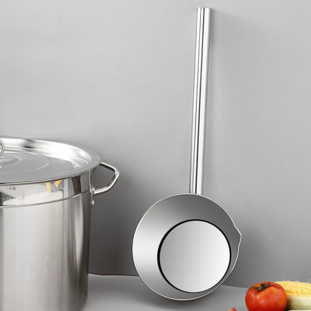 Edelstahl Schöpfkelle mit langem Griff in Silber für Suppe und Saucen - Bild 1