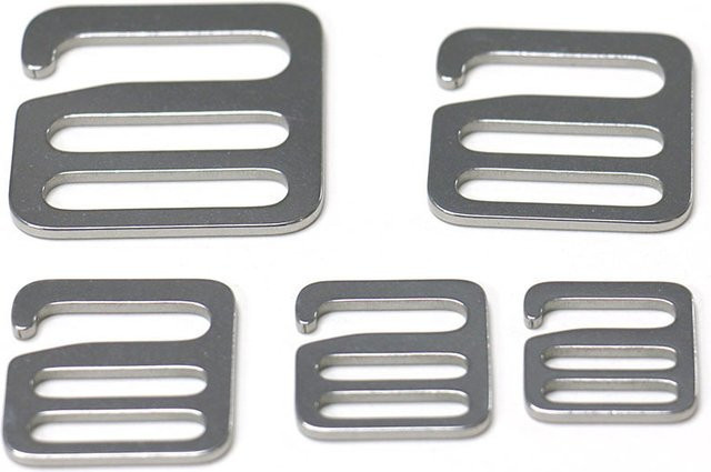 CLOXY Edelstahl-Einsteller mit quadratischer Schnalle und 6-förmigem Hakenverschluss in Silber für dein DIY-Lederhandwerk und Gurtband-Zubehör - Bild 1
