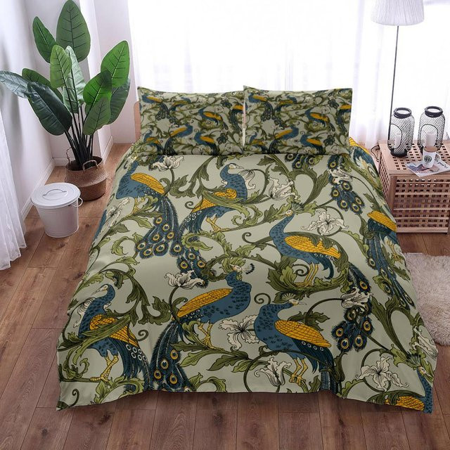 Wucifang Bags Bettwäscheset William Morris Pfau Design mit floralem Art Nouveau Muster, 3-teilig, Multicolour, B/H: 140 x 200 cm - Bild 1