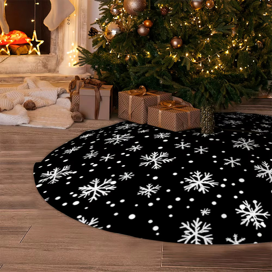 VIKAMA Weihnachtsbaumrock mit Schneeflocken-Design in Schwarz, Weiß und Gold für deine Weihnachtsdekoration - Bild 5