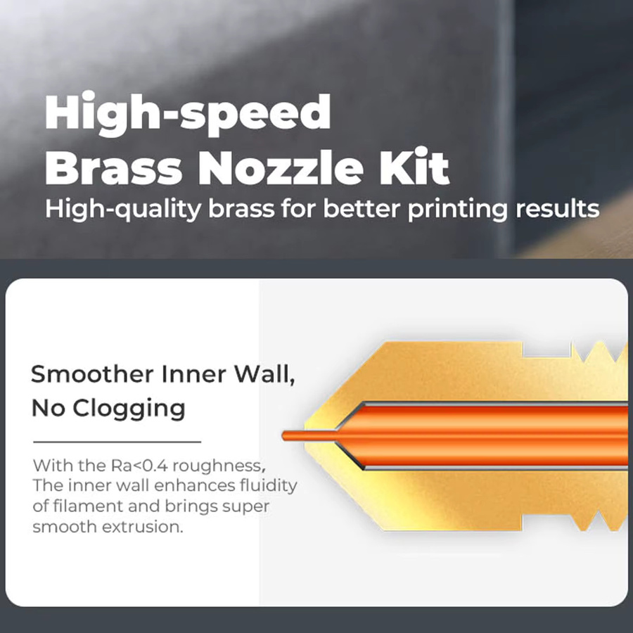 Creality 10-teiliges Messingdüsen-Set für Ender 3 V3 KE, K1, K1 Max und CR-M4 in Gold mit Silikonsocken und Werkzeugen - Bild 2