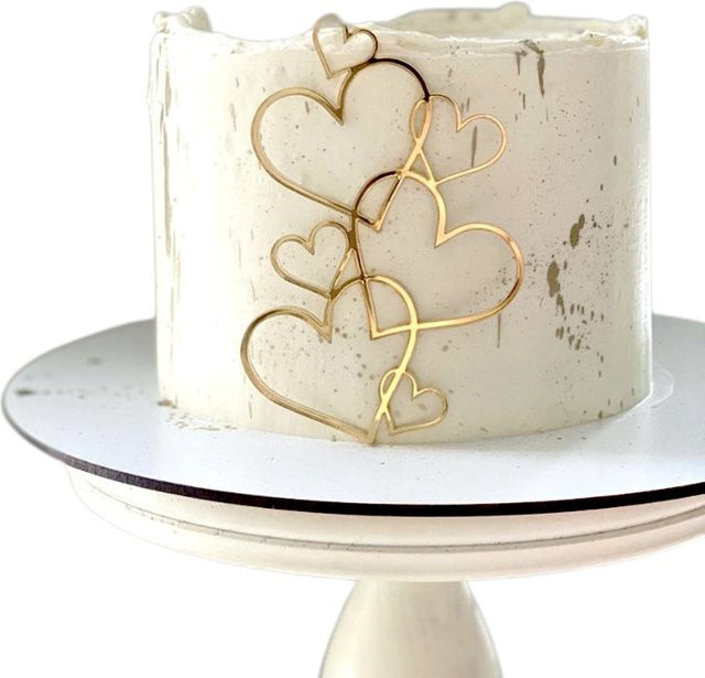 WOHLTAO Happy Birthday Cake Topper Herz aus Acryl in Gold für Hochzeit, Party und Valentinstag - Bild 1