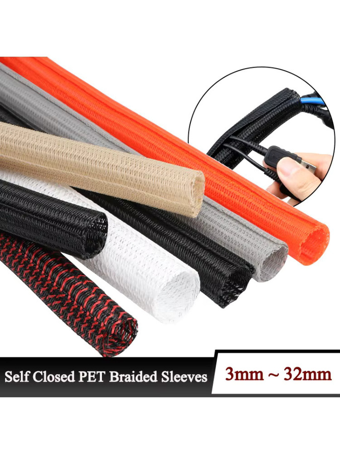 Selbstschließende PET Kabelhülse in Orange, geflochtener Kabelorganizer zur Leitungsorganisation, Durchmesser: 3 mm bis 32 mm - Bild 7