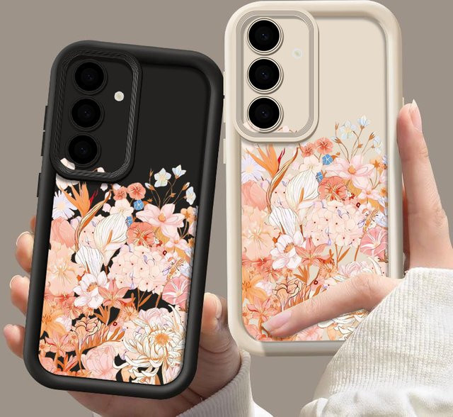 MOESOE Handyhülle mit Blumenmuster für Samsung Galaxy A-Serie (A15, A16, A17, A25, A26, A35, A36, A53, A54, A55, A56) 5G aus weichem TPU Silikon in Multicolour und Schwarz - Bild 1