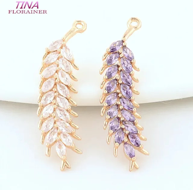 Florainer Tina Feder Charms Anhänger, Messing, Gold, Unisex - Bild 1