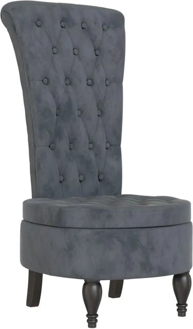 vidaXL Polsterstuhl mit hoher Rückenlehne in Dunkelgrau aus Samt mit Knopfheftung, B/T/H: 56,0 x 72,5 x 108,0 cm - Bild 1