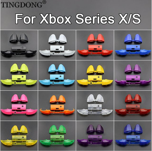 TingDong Ersatzteil Set für Xbox Series X S Controller mit RB LB Bumper RT LT Trigger-Tasten und Mittelstangenhalter in Grün Transparent - Bild 1