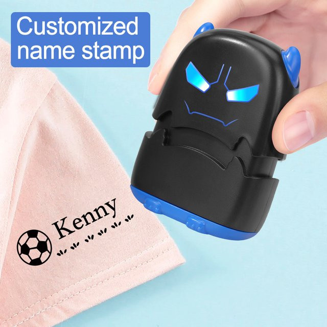 Personalisiertes Reise-Stempelset für Kinder mit wasserfester schwarzer Tinte für Rucksack, Lunchbox und Schulartikel - Bild 1