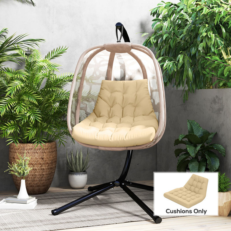 Outsunny Sitzkissen mit Rückenlehne beige, wasserabweisendes Polster für Schaukelstühle und Hängekörbe, B/H/T: 120 x 100 x 8 cm - Bild 2