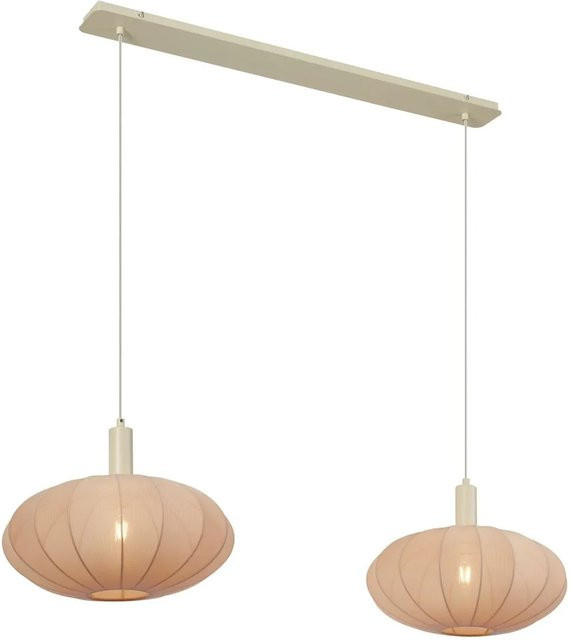 QAZQA Japandi Hängelampe Bida in Beige mit 2-flammigem Stoffschirm - Bild 1