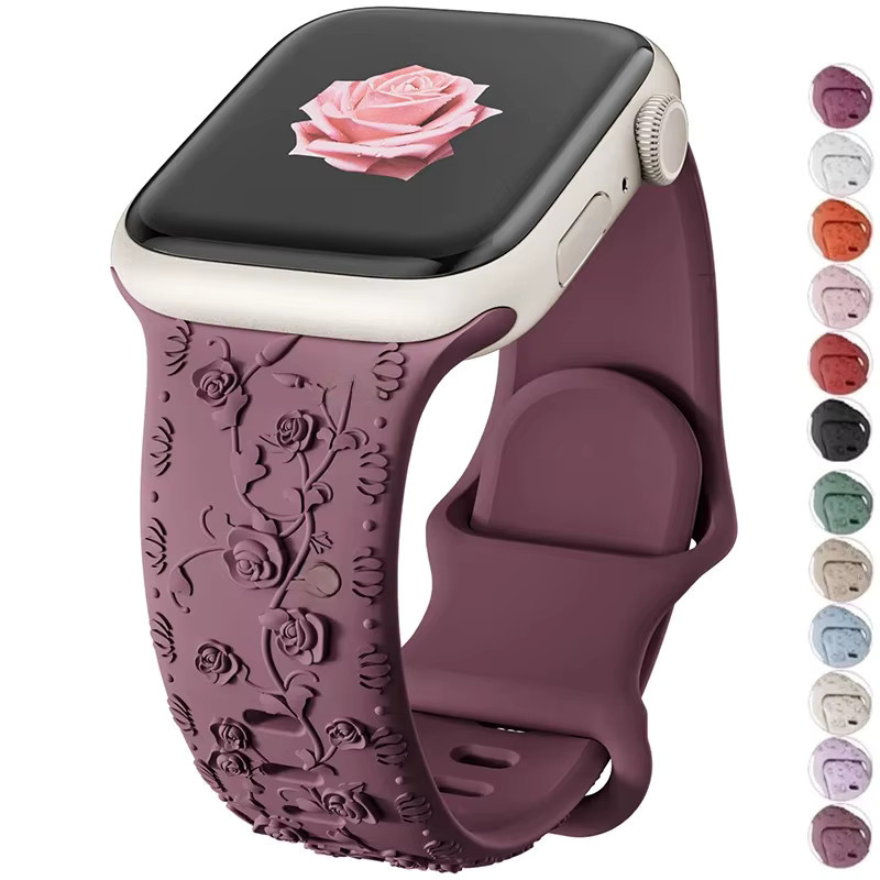 Cor Uhrenarmband Silikon, Blumengraviert, Bunt, Unisex - Bild 3