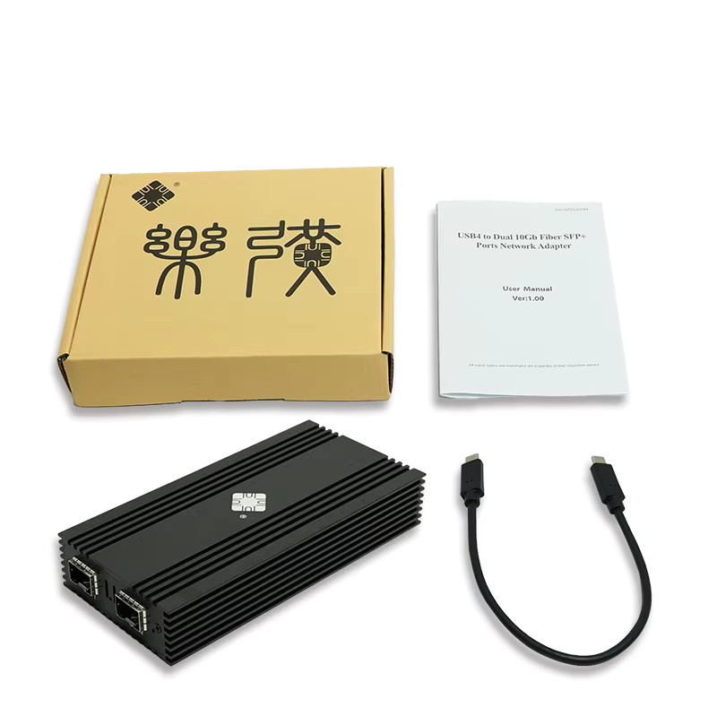 Lekuo 10G SFP+ Dual Port USB4 Netzwerkkarte mit 40 Gbit/s Ethernet, kompatibel mit Thunderbolt 5/4/3 und Intel 82599ES, Farbe: Schwarz - Bild 6