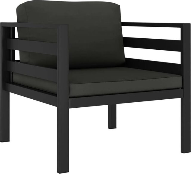 vidaXL 2er Set Einzelsofas aus Aluminium mit Kissen in Anthrazit - Bild 1