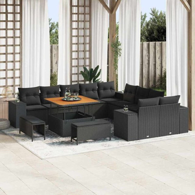 Vidaxl Garten-Sofa-Set aus Poly-Rattan in Schwarz mit modernem Design - Bild 1