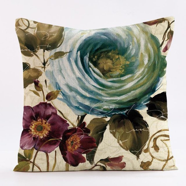 Tinika Chen Kissenbezug mit Retro Blumenmuster und kurzem Plüschdruck für dein Sofa, B/H: 18 x 18 cm - Bild 1