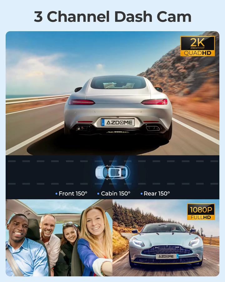 AZDOME M550 Pro Dashcam in Schwarz mit 4K+1080P Auflösung, integriertem GPS, 5G WiFi und 3,19 Zoll IPS-Bildschirm inklusive IR-Nachtsicht und 24H Parkmodus - Bild 2