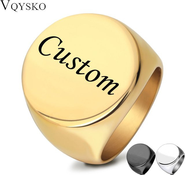 VQYSKO Siegelring Edelstahl, Gold, Unisex - Bild 1