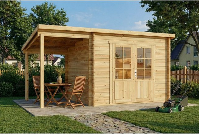 Alpholz Gartenhaus Maria-28 Natur mit Schleppdach B: 300 cm, T: 250 cm, H: 150 cm - Bild 1