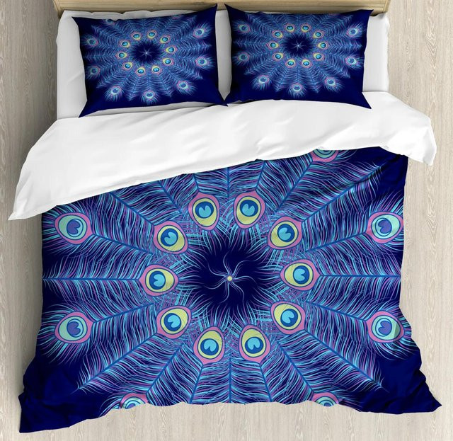 Your Warm Home Boho-Mandala-Bettwäscheset in Blau, 3-teilig mit Bettbezug und Kissenbezügen, Breite: 264 cm, Tiefe: 228 cm, Kissenbezug: 50 x 70 cm - Bild 1