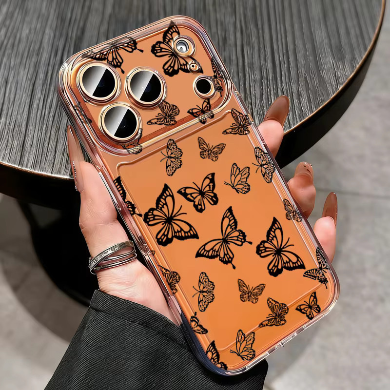 MOESOE Transparente Handyhülle mit Schmetterlingsmuster für iPhone 12 bis iPhone 17 Pro Max aus weichem TPU-Silikon, Stoßfeste Schutzhülle in Transparent - Bild 1