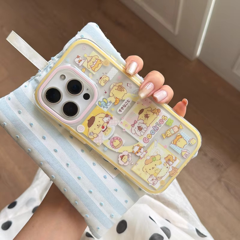 Sanrio Cartoon Pudding-Hund Handyhülle mit Magnethalterung für iPhone 17, 16 und 15 Pro Max - Bild 2