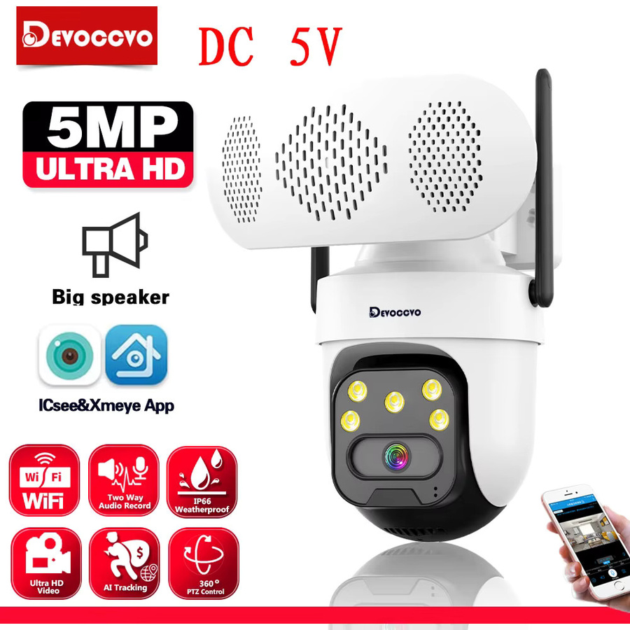 Devoccvo 2K 5MP WLAN PTZ Sicherheitskamera mit Auto-Tracking und Zwei-Wege-Audio in Weiß - Bild 2