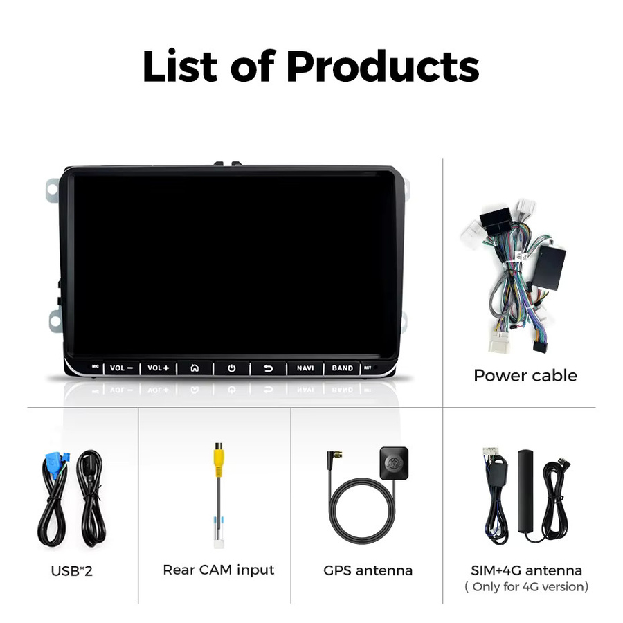 COOROAD Android 14.0 Autoradio mit 9 Zoll Display, CarPlay, 4G, WiFi, GPS und Bluetooth in Schwarz für Volkswagen Golf Polo Jetta Tiguan Passat sowie Seat Octavia - Bild 4