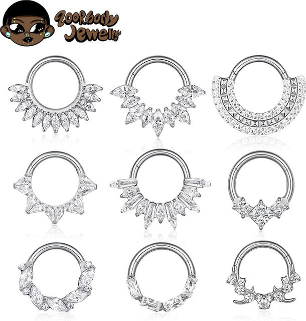 ZOORBODY JEWELRY Nasenring Titan, Zirkonia, Silber, Unisex - Bild 1