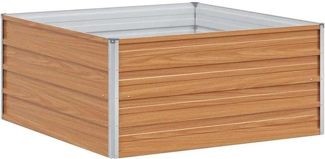 vidaXL Hochbeet aus verzinktem Stahl in Hellbraun B/T/H: 100 x 100 x 45 cm - Bild 1