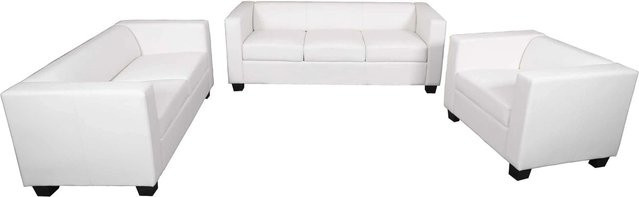 MCW Sofagarnitur Lille in Weiß aus Kunstleder mit 3er Sofa, 2er Sofa und Sessel im modernen Lounge-Stil - Bild 2