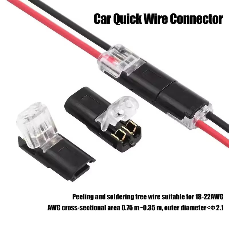 2-poliger elektrischer Steckverbinder mit Verriegelungsschnalle und doppelten Plug-in-Klemmenblock in Schwarz - Bild 2
