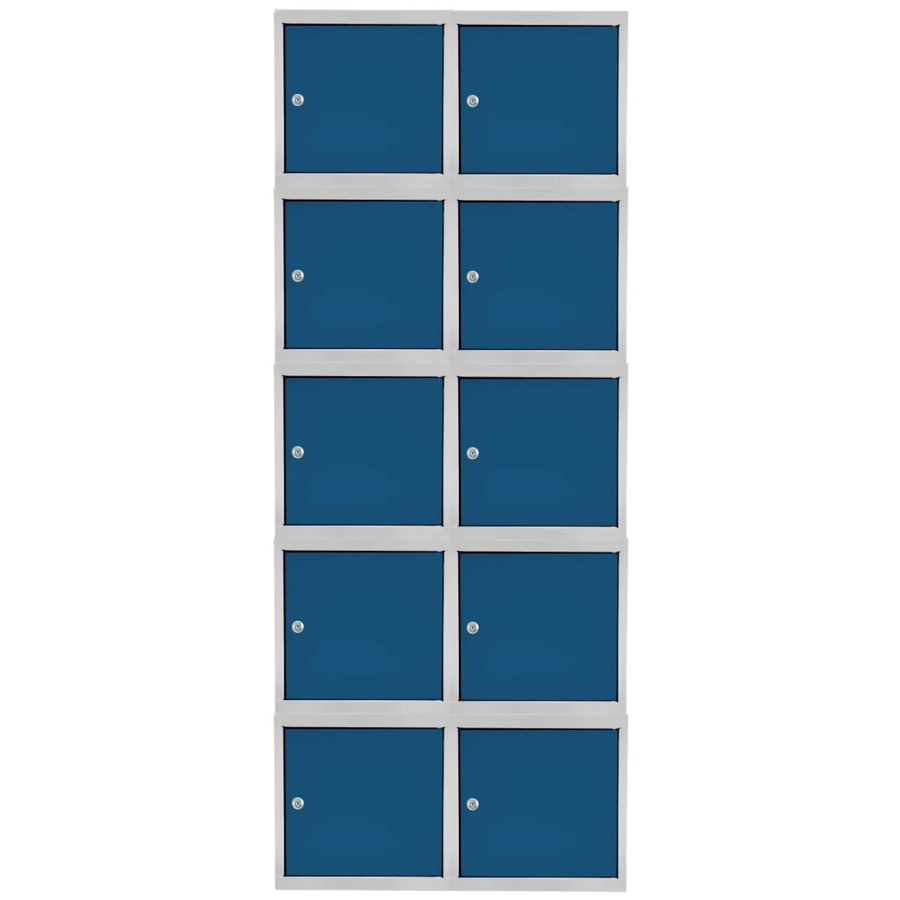 PROREGAL Blocky Schließfachwürfel Set aus 10 Einheiten mit Zylinderschloss und 2 Schlüsseln, Lichtgrau/Blau, B/T/H: 40 x 40 x 40 cm - Bild 2