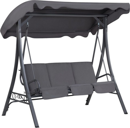 Beliani Gartenschaukel GARBO in Dunkelgrau und Beige mit Sonnendach und Kissen, B/T/H: 112 x 185 x 184 cm