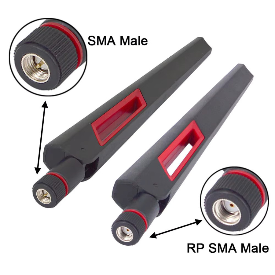 RCmall 2er-Set Dualband WLAN-Antenne 2,4G 5,8G 12dBi mit SMA- oder RP-SMA-Stecker in Schwarz, Länge: 19,5 cm - Bild 2