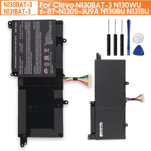 Clevo Ersatzakku N130BAT-3 in Schwarz mit 3100mAh und 36Wh für N130BU, N130WU, N131BU und N131WU - Bild 1
