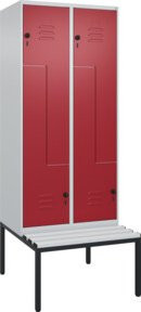 C+P Z-Spind Classic PLUS Sitzbank mit 4 Fächern und Sicherheits-Drehriegel, Kunststoff-Sitzfläche, B/T/H: 212 x 80 x 81,5 cm - Bild 1