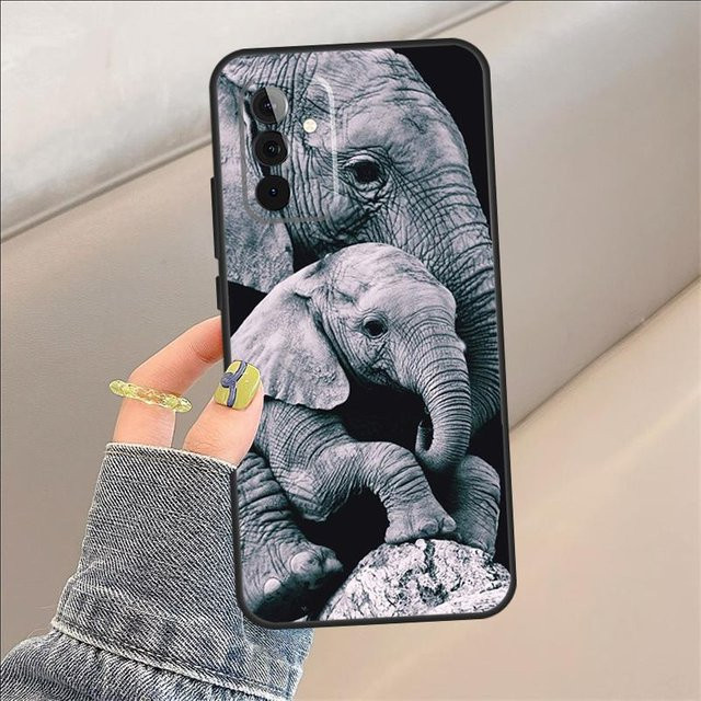 Elefant Baby Handyhülle in Natur für Samsung Galaxy A-Serie (A56, A55, A54, A53, A36, A35, A34 5G, A33, A32, A26, A22, A16, A15, A14, A13, A06, A05) in Grau - Bild 1