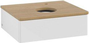 V&B Waschtischunterschrank Antao ohne Frontstruktur, Farbe: Eiche Honig und Weiß Lack, B: 60 cm, H: 50 cm, T: 50 cm - Bild 1
