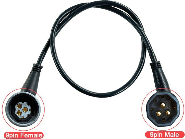 Julet Higo Motor-Kabel Z916 Seitenverlängerung 9-polig mit 3 Phasen und 6 Signaldrähten in Schwarz für Bafang Fat Hub - Bild 1