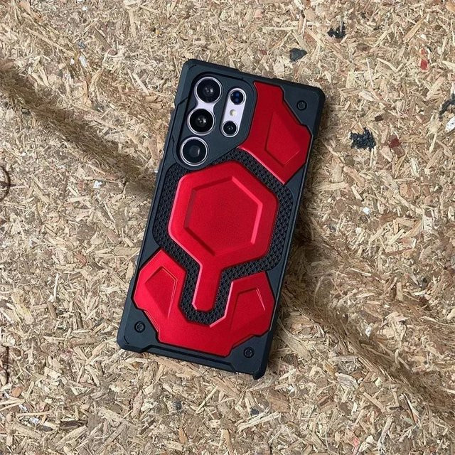 Spigen Monarch Pro Magnetische Kevlar Schutzhülle für Samsung Galaxy S25 Ultra, S24 Plus und S23 in Rot - Bild 1