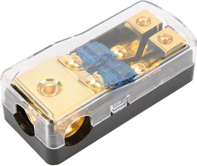 TOMTOP JMS Stromverteilungsblock 60A 1 auf 2 Weg Auto Audio Splitter aus Kupfer mit Bodensicherungshalter in Beige - Bild 1