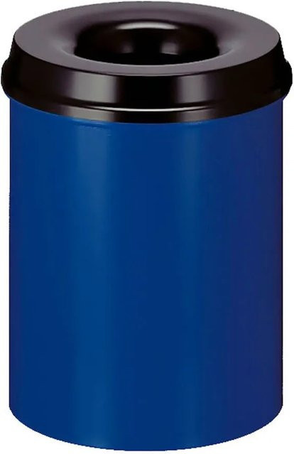 PROREGAL Selbstlöschender Papierkorb und Abfallsammler aus Metall, Blau und Schwarz, H x Ø: 36 x 26 cm - Bild 1